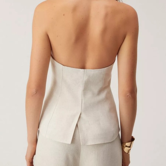 Cream linen button up vest - Picture 2 of 2